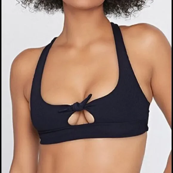 l*space black ribbed cut out bikini top. NWT
